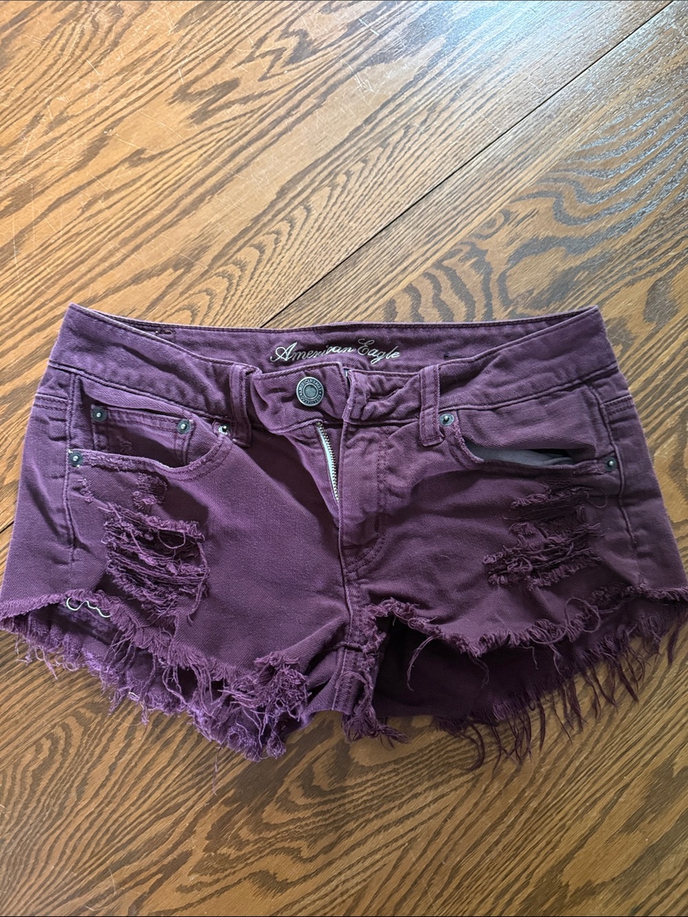 American Eagle Outfitters Purple Distressed Cutoff Jean Shorts